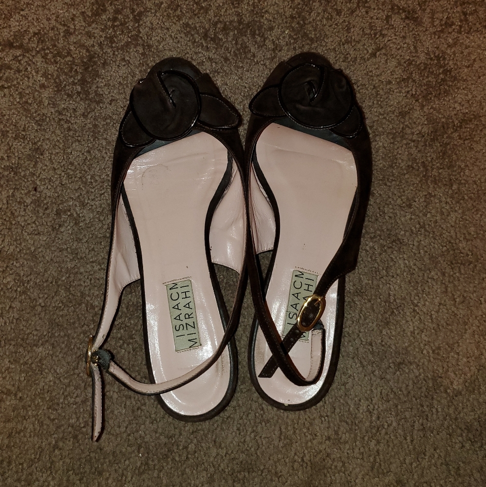 Black Peeptoe Slingbacks Size 6M